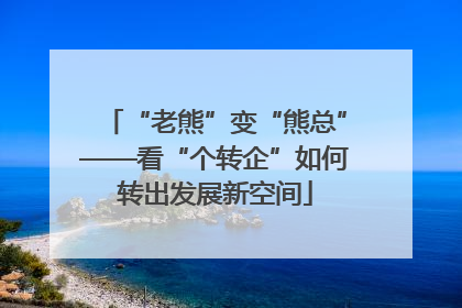 “老熊”变“熊总”——看“个转企”如何转出发展新空间