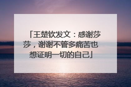 王楚钦发文：感谢莎莎，谢谢不管多痛苦也想证明一切的自己