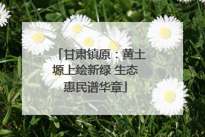 甘肃镇原：黄土塬上绘新绿 生态惠民谱华章