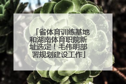 省体育训练基地和湖南体育职院新址选定！毛伟明部署规划建设工作
