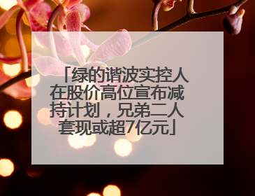 绿的谐波实控人在股价高位宣布减持计划，兄弟二人套现或超7亿元