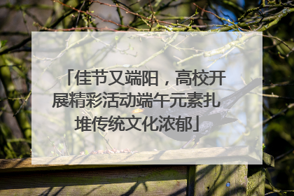 佳节又端阳，高校开展精彩活动端午元素扎堆传统文化浓郁