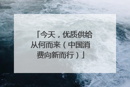 今天，优质供给从何而来（中国消费向新而行）