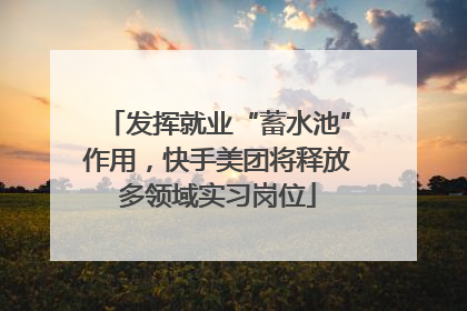 发挥就业“蓄水池”作用，快手美团将释放多领域实习岗位
