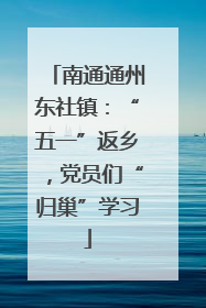 南通通州东社镇：“五一”返乡，党员们“归巢”学习