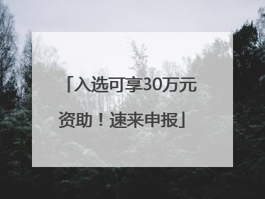 入选可享30万元资助！速来申报