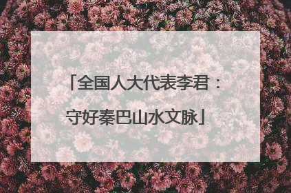 全国人大代表李君：守好秦巴山水文脉