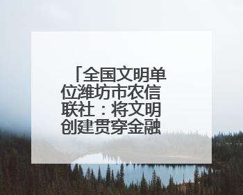 全国文明单位潍坊市农信联社：将文明创建贯穿金融为民全过程