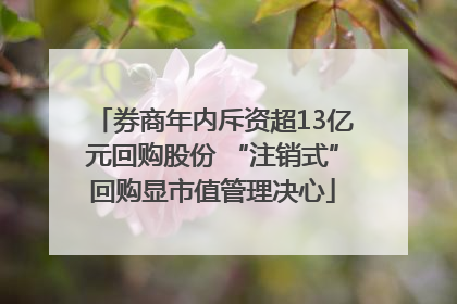 券商年内斥资超13亿元回购股份 “注销式”回购显市值管理决心
