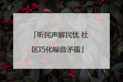 听民声解民忧 社区巧化噪音矛盾