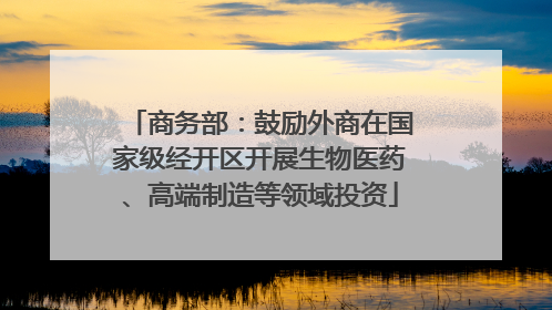 商务部：鼓励外商在国家级经开区开展生物医药、高端制造等领域投资