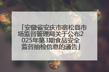 安徽省安庆市宿松县市场监督管理局关于公布2025年第3期食品安全监督抽检信息的通告