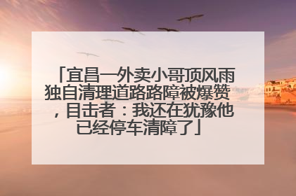 宜昌一外卖小哥顶风雨独自清理道路路障被爆赞，目击者：我还在犹豫他已经停车清障了