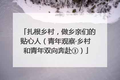 扎根乡村，做乡亲们的贴心人（青年观察·乡村和青年双向奔赴③）