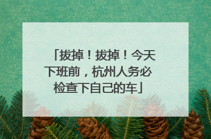 拔掉！拔掉！今天下班前，杭州人务必检查下自己的车