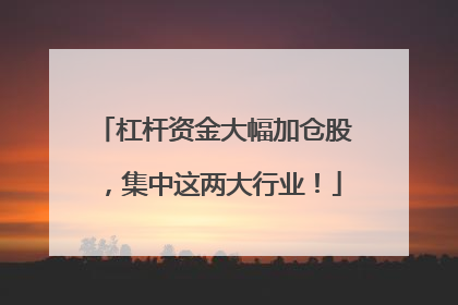 杠杆资金大幅加仓股，集中这两大行业！