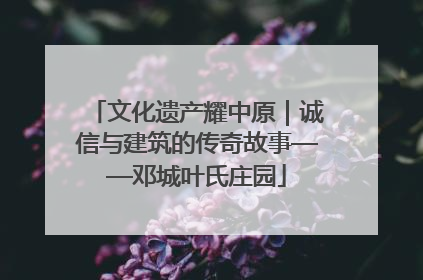 文化遗产耀中原｜诚信与建筑的传奇故事——邓城叶氏庄园