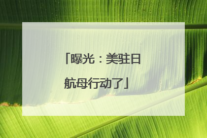 曝光：美驻日航母行动了