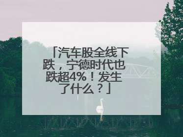 汽车股全线下跌，宁德时代也跌超4%！发生了什么？