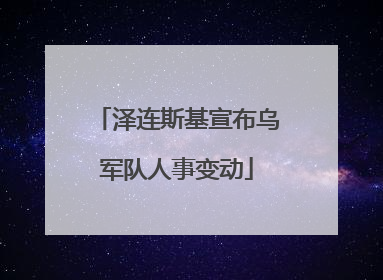 泽连斯基宣布乌军队人事变动
