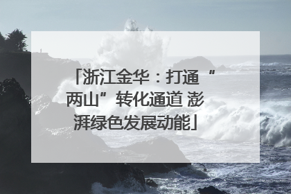 浙江金华：打通“两山”转化通道 澎湃绿色发展动能