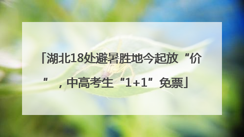 湖北18处避暑胜地今起放“价”，中高考生“1+1”免票