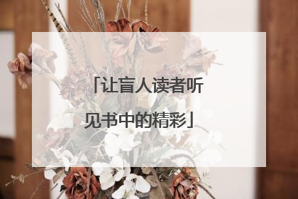 让盲人读者听见书中的精彩