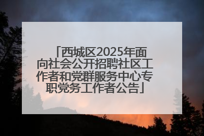 西城区2025年面向社会公开招聘社区工作者和党群服务中心专职党务工作者公告