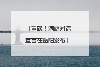 重磅！洞庭对话宣言在岳阳发布