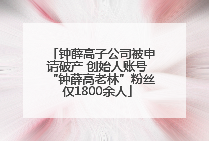 钟薛高子公司被申请破产 创始人账号“钟薛高老林”粉丝仅1800余人