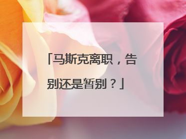马斯克离职，告别还是暂别？